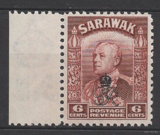 Саравак 1947 ** 6 cents, надпечатка "Королевский Вензель", марка из серии с левым полем