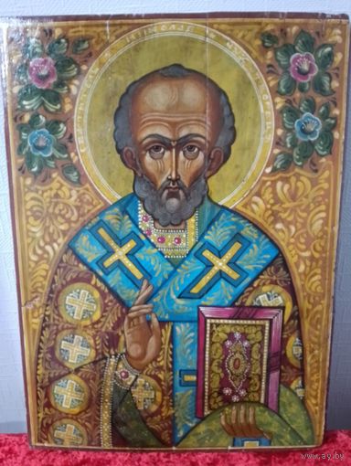 Николай-Чудотворец,старая икона после реставрации,Отличная!!!