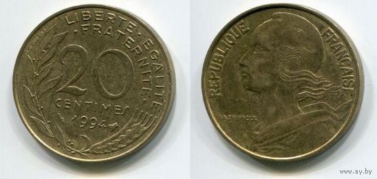 Франция. 20 сантимов (1994, XF)