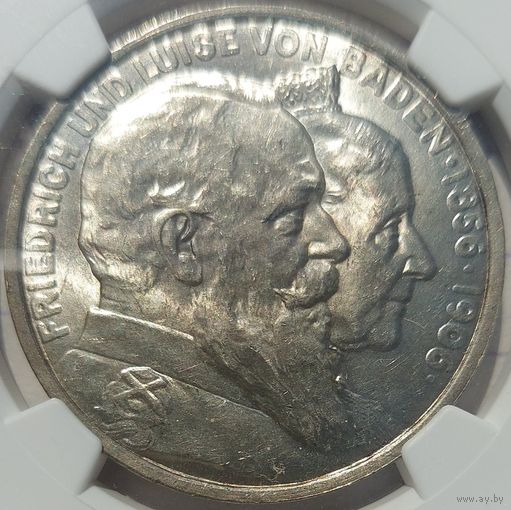 5 марок 1906 Баден MS-65 NGC. Редкая монета в высоком грейде