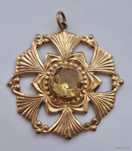 Кулон. Цитриновый кристалл. 80-е годы,  СССР