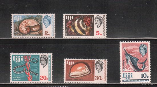 Фиджи-1969(Мих.233-244) , ** ( 1 м - *) , Морская  Фауна, Рыбы, Раковины