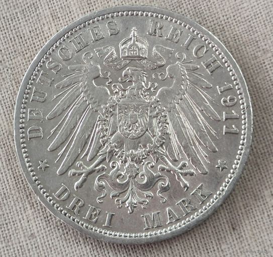 1911 год 3 марки Германия    серебро