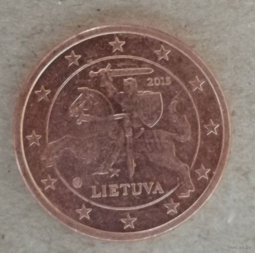 Литва 1 евроцент, 2015 г., KM# 205