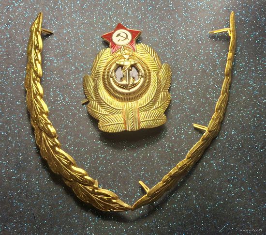 КОКАРДА И НАКЛАДКИ НА КОЗЫРЁК ФУРАЖКИ ВМФ СССР распродажа коллекции