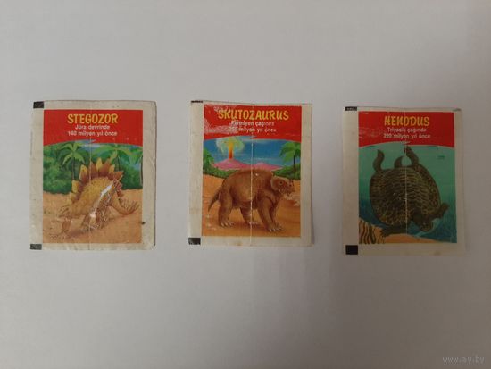 Вкладыш от жвачки Dinosaurix Perfetti. 3 шт. В коллекцию.