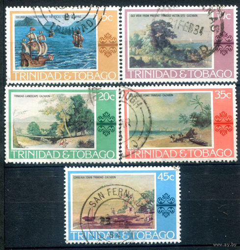 Британские колонии - Тринидад и Тобаго - 1976г. - картины с ландшафтами - 5 марок - полная серия, гашёные [Mi 345-349]. #4-B5-124-A-2