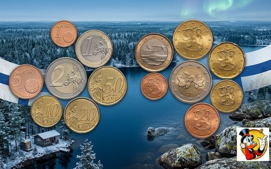 Финляндия набор монет 1, 2, 5, 10, 20, 50 евроцентов; 1, 2 евро. Сторгуй за свою цену, предложи обмен!