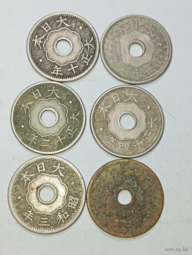 Япония 10 сен 1921,1922,1923,1925,1927,1938  года .
