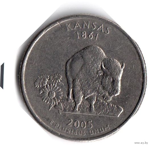 США. 1/4 доллара (1 квотер, 25 центов). 2005. Канзас. P