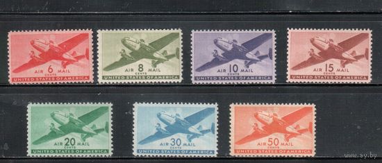 США-1941, (Мих.500-506), **/* , Авиапочта, Самолеты(полная серия)