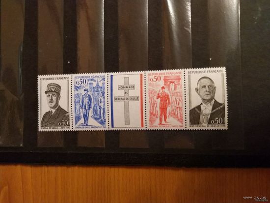 1971 Франция первая годовщина смерти де Голя чистая сцепка клей MNH** комплект (б-1)
