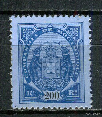 Португальские колонии - Мозамбик (Comp de Mocambique) - 1895 - Слоны с гербом 200R - [Mi.22B] - 1 марка. Чистая без клея.  (Лот 17JA)-TG3P52