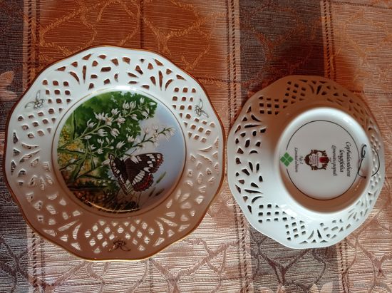 Декоративная тарелка из прорезного фарфора. Шуман. Бавария