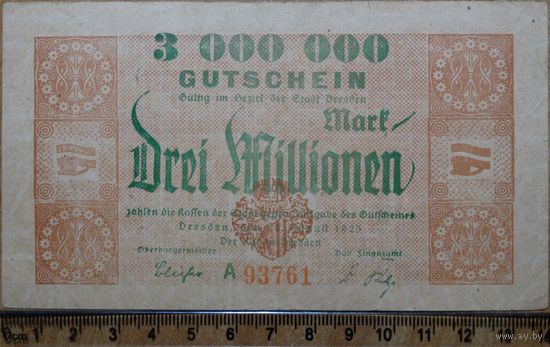 3 миллиона марок 1923г. Дрезден