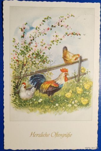 Открытка . Пасхальная. 1958 г. Германия.