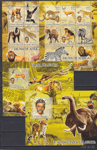 Фауна. Звери. Гвинея-Бисау. 2005. 2 малых листа и 2 блока. Michel N 3209-5220, бл536-537 (40,0 е)