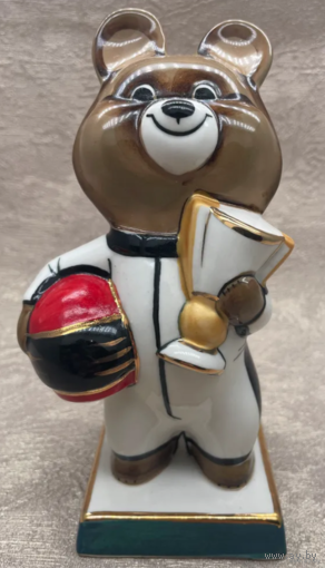 Статуэтка Олимпийский Мишка Победитель Мотокросса Фарфор Вербилки