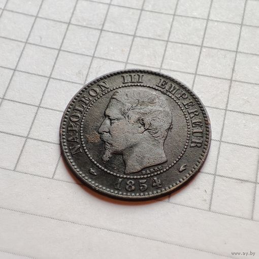 Франция  2 сантима 1854 года А . Напалеон 3.