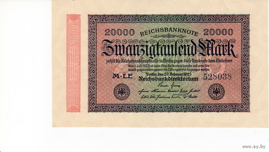 Германия, 20 000 марок, 1923 г. UNC-