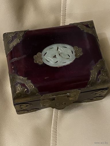 Шкатулка для ювелирных украшений(латунь,дерево,инкрустация)19 50-60 гг.Азия