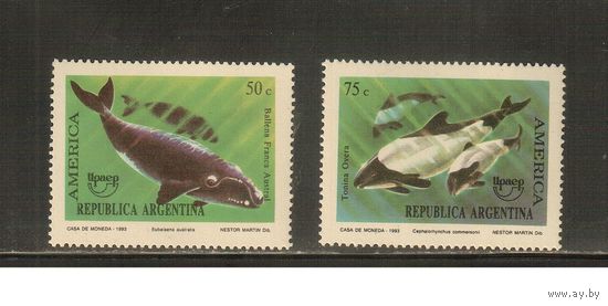 Аргентина-1993(Мих.2190-2191) , **  , Морская  Фауна, Киты,  (полная серия)