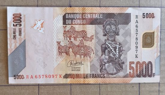 Конго (ДР) 5000 франков 2022 г., P:102d