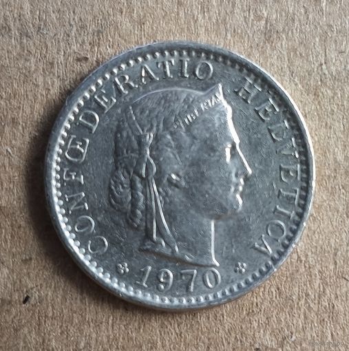 Швейцария 20 раппенов 1970 г., KM# 29a