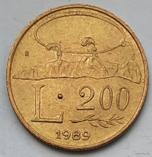 Сан-Марино 200 лир 1989 г. Шестнадцать веков истории. В холдере