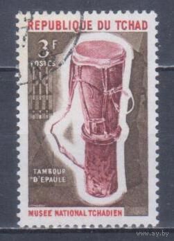 [199] Чад 1965. Культура.Музыка.Инструменты. Гашеная марка.
