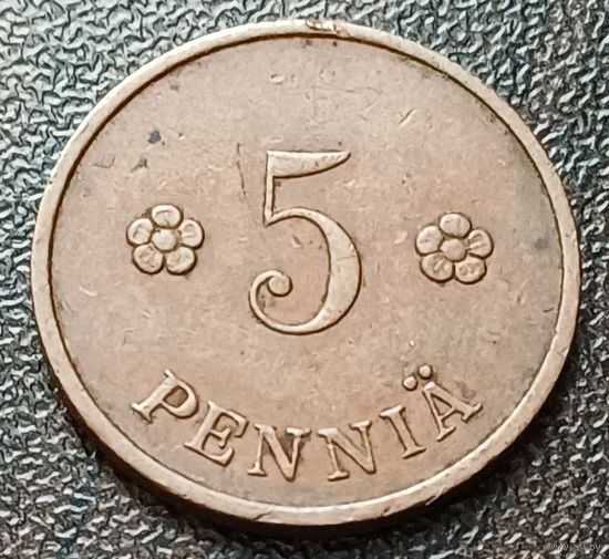 Финляндия 5 пенни, 1937    ( 1-3-2 )