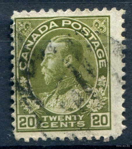 Британские колонии - Канада - 1911/18г. - король Георг V, 20 с - 1 марка - гашёная [Mi 98]. #3-WB-82-A-1