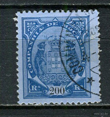 Португальские колонии - Мозамбик (Comp de Mocambique) - 1895 - Слоны с гербом 200R - [Mi.22B] - 1 марка. Гашеная.  (Лот 18JA)-TG3P52