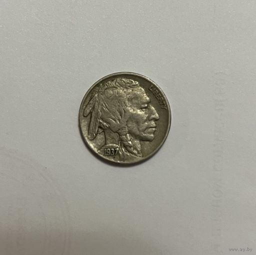 Монета. 5 центов, США, 1937 г.