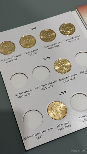 Альбом планшет для монет Президенты США с 6 монетами