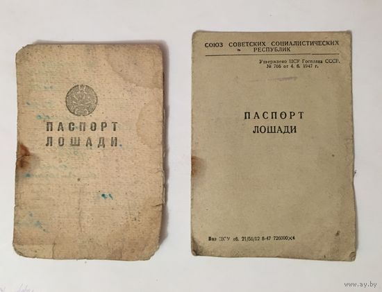 Паспорт лошади 2 шт