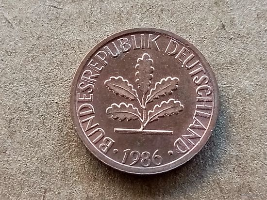 ФРГ 1 пфенниг, 1986"G" (К-U-)