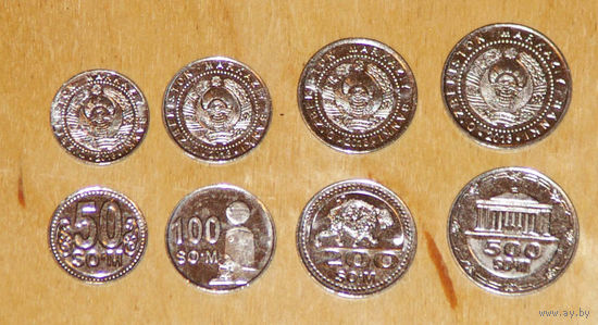 Узбекистан 2018 50,100,200,500 сом UNC компл. 4 монеты