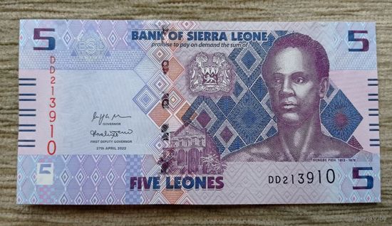 Werty71 Сьерра Леоне 5 леоне 2022 UNC банкнота