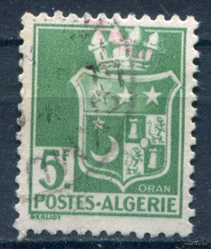 Французские колонии - Алжир - 1942/45г. - гербы, 5 Fr - 1 марка - гашёная [Mi 193]. #1-Fr-61-KB-1