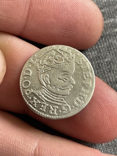 3 гроша 1582 R2 редкий Стефан Баторий!