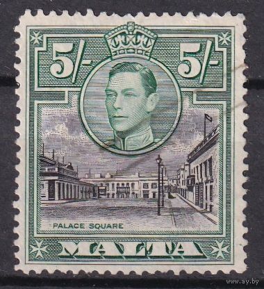 2.BrK. Великобритания. Колонии. Мальта. Георг VI. 1938 г. 5Sh. Mi.#189.