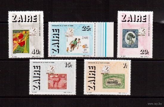 Заир(Конго)-1986,(Мих.933-937) ** , Спорт,Футбол, Флора, Фауна