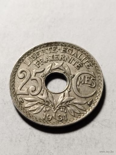 Франция 25 сентим 1931