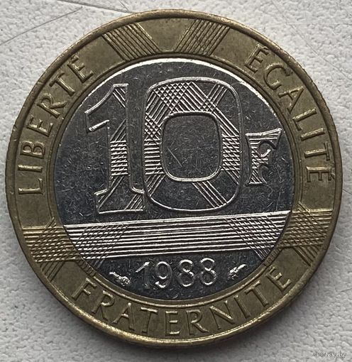 Франция 10 франков 1988 г.
