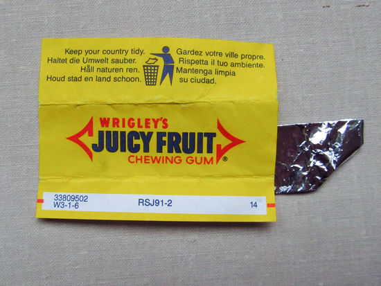 G4-330 Обертка фантик от жевачки жевательной резинки Wrigleys Juicy Fruit 1980-1990-е