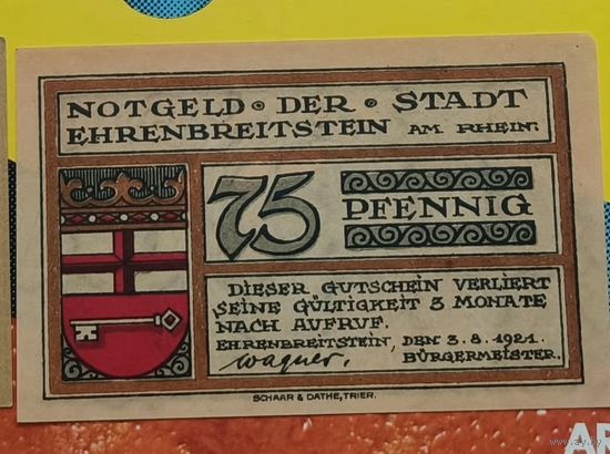 Нотгельд Германия 75 пфеннигов