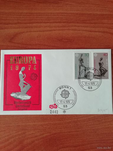 ФРГ 1974 КПД с двумя марками серии " Европа EUROPA CEPT. Скульптуры" Мi: 804-805