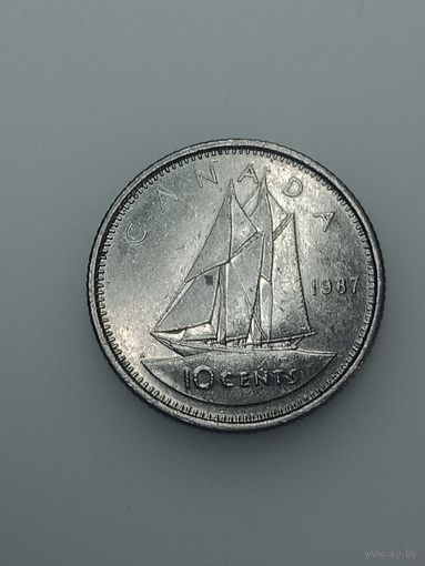 Канада 10 центов  1987 года .