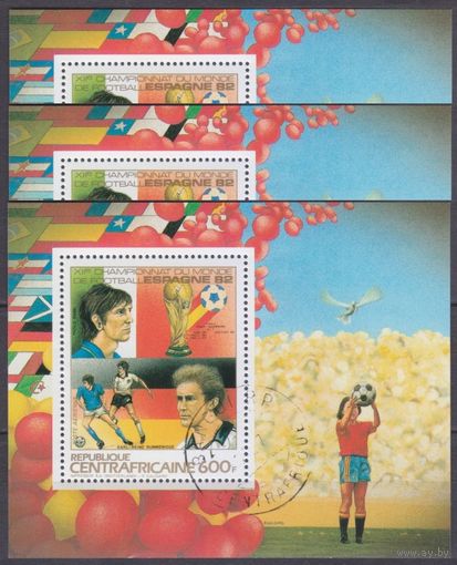 1983 Центральноафриканская Республика 932/B227x3used Чемпионат мира по футболу 1982 года в Испании 15,00 евро